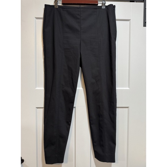 St. John Black Pants Ankle 28" Inseam Women's Sz 12 Side Zip Travel Easy Care - Picture 2 of 15
